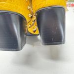 Cape Robbin  Faux Yellow Leather Studded Caged Ankle Boots Womens 6 Heels Moto Photo 7