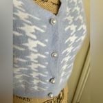 Haute Monde NTM: Light Blue & White Cropped Houndstooth Cardigan Size Medium Photo 7