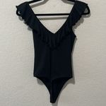 Wilfred  (Aritzia) Ruffle Sleeve Low Back Bodysuit, Black, Size M Photo 4