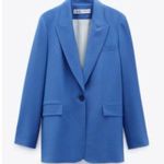 ZARA  M Longline women's Blazer Blue Single Breasted Notch Lapel Oversized‎ Photo 0