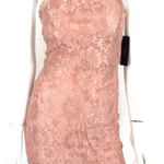 Lulus  Pink Lace Bodycon Mini Dress Halter Backless Sexy Party Clubwear Small Photo 0