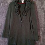 Soft Surroundings Green La Vie En Rose Alpaca Wool Blend Cadigan Ruffle 1x Photo 0