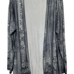 Women’s Bluish Gray White Floral Long Sleeve Open Front Jacket Size 1‎ XL Blue Photo 0