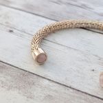 Gold Tone Cuff Bracelet with Light Pink Gem Ends Photo 5