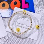 Boutique Korean Cute Sunflower Smile Clear Acrylic Beaded Adjustable Bracelet Set of 3 Photo 0