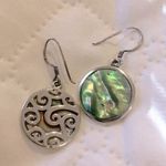 Sterling Silver Genuine Abalone  Reversible Drop Earrings Photo 3