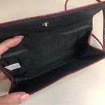 Deep Red Faux Leather Croc Textured Mini Fold Snap Purse Handbag Photo 4