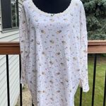 Disney Vintage Winnie the Pooh Floral Top Cotton Henley Pajama Shirt Women’s XL Photo 0