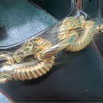 Tory Burch Jessa Pumps Black leather Heels Gold Horse bit Detail square heel Photo 3