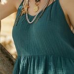 Cupshe Women’s  V-neck, flouncy ruffled hem, baby doll Green tank top size medium Photo 2