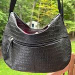 Stone Mountain 100% GENUINE LEATHER embossed Hobo Black ADJ Shoulder Handbag Photo 0