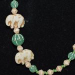 Source Unknown Vintage Teal/Cream Beaded Elephant Single Strand 24" Unusual Casual Necklace Photo 1