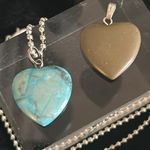 New Handcrafted 2 Yellow Jasper, Amazonite Heart Shaped Stone Pendants and Chain Tan Photo 5