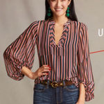 CAbi NWOT Ultimate On-Trend Striped Sheer Blouse Photo 0