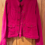 Anthropologie Luii Pink Corduroy Ruffle Button Front‎ Pockets Jacket Size Small Photo 0