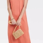 A New Day  S Satin Spaghetti Strap V-Neck Slip Dress Midi Sexy‎ Sleek Split Hem Photo 0