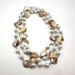 Vintage Long Pearl Necklace and Shell Pearl 53”Double Classic White Photo 9