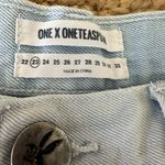 One Teaspoon Light Blue Frayed Jean Shorts Photo 4