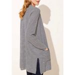 Loft Striped Pocket Open Front Linen Blend Cardigan Photo 2