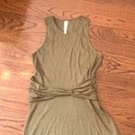 Anthropologie Olive Mini Ribbed Sleeveless Shark Bite Cummerbund Relaxed Dress M Photo 6