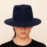 Sara Designs Black Felt Fedora Hat Wool Blend Wide Brim Women’s Casual Fall Winter Photo 0