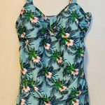 Noon Swim Swimwear Skirtini Ruffle Swim Dress Adjustable Blue Tropical Womens 20 Size undefined Photo 0