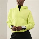 Athleta  Easy Fleece Half Zip Hoodie Citron Green Cozy Sweater Medium NWOT Photo 6