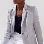 Loft Knit Modern Blazer Size 2 Fitted Style #501877 blue white pin striped Photo 0