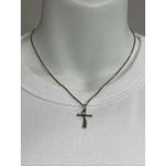 925 Sterling Silver Wrapped Design Small Cross Pendant Sterling 16” Chain Photo 1