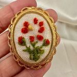 Vintage floral embroidered pendant necklace/ brooch Photo 8