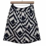 Talbots  A-Line Skirt Size 2 NWT Navy Blue White Geometric Print Full Skirt Class Photo 0