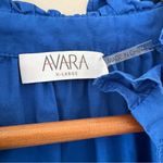 Avara Elaine Tiered Mini Dress Blue Ruffle Neck Poplin Cotton Bright Blue Sz XL Photo 5