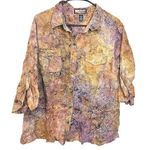 Havana Jacks Cafe Size 2x Hawaiin Shirt Button UP Tie Dye Cotton Button Up Purple Photo 0