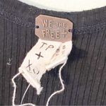 Free People  We The Free Size XS Black Night Falls Graphic Tank Lace Back Button Photo 3