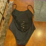 Victoria's Secret   Low Strappy Back Black Sexy One Piece Swim Suit; size L Photo 4