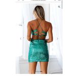 Hello Molly Wanna Know How You Feel Sequin Mini Tie Back Cut Out Dress 4 Green Photo 1