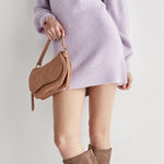 Miami  Francesca’s Rosemary Mock Neck Fuzzy‎ Sweater Mini Dress Soft Lilac medium Photo 0