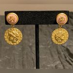 Tory Burch  gold tone mother of pearl coin drop earrings. New Photo 5