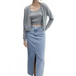 Mango Slit Denim Skirt Blue Medium Wash NWT Small Photo 4