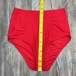 Aerie Womens Red Cinched Swim Bikini Bottom High Waisted Retro Pool Size S Small Photo 5