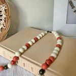 Vintage Oversized Coral White Gray Beaded Necklace “Demeter” Statement Classic Orange Photo 7
