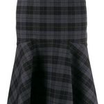 Balenciaga New Godet Stretch Wool Plaid Peplum Skirt in Grey and Black Photo 1