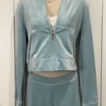 Juicy Couture  OG Big Bling Velour Hoodie Track Pants Set Pastel Turquoise Large Photo 7