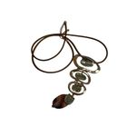 Rose gold and gold toned circle mosaic necklace and stone pendant Photo 8