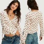 Free People Western Dainty Ethereal Lace Field Of Roses Satin Blouse Size Small Photo 2