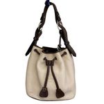 Dooney & Bourke Vintage  Leather Drawstring Bucket Bag in Bone color Brown Trim a Photo 0