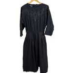 PG Collections Western Style Black Denim Dress with White Embroidery Size 10 Photo 2