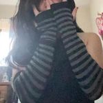 1 Pair of Black and grey striped fingerless gloves Photo 6