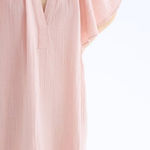H&M A-Line Muslin Dress Powder Light Pink Ruffle Sleeves XS Photo 0