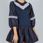 Tanya Taylor NEW Kirstie Dress, Navy & White, Size L New w/Tag Retail $445 Photo 2
